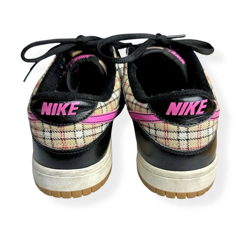 Nike Dunk Low Girls Shoes Plaid Size 5 Hemp/Pinkfire Ii-Sail-Light‎ Brown 2008